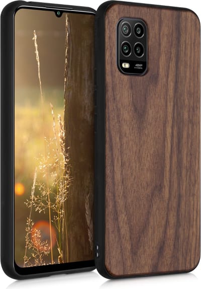 kwmobile telefoonhoesje geschikt voor Xiaomi Mi 10 Lite (5G) - Hoesje met bumper in donkerbruin - Backcover - hout