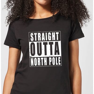 Straight Outta North Pole Dames T-Shirt - Zwart - 3XL