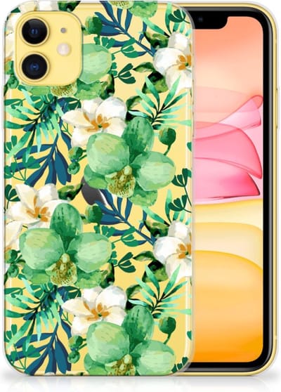 Apple iPhone 11 TPU Case Orchidee Groen