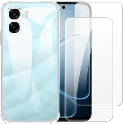 Casemania Hoesje en Glas Geschikt voor Oppo A6 4G - Transparant - Anti Shock Back Cover - Extra Stevig Val en Stootbescherming Telefoonhoesje + 2x Glazen Screenprotectors