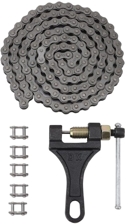 Dailygoods- Ketting 132 Links - Kettingbreker - Ketting Master Link - Vervanging voor 50cc/70cc/90cc/110cc/125cc - ATV/Quad/Pit Dirt Bike - Hoogwaardige kwaliteit - Motorfiets Ketting