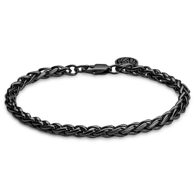 Essentials | 5 mm Gunmetal Zwarte Armband met Vossenstaart Schakels