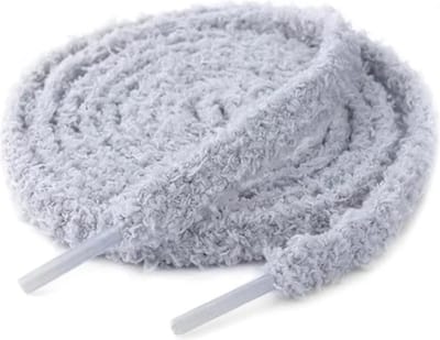 Fluffy Veters - Grijs - 120cm - Grey Fluffy veters - Microvezel - Voor meerdere sneakers geschikt - 15mm breed