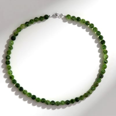 Zilveren ketting van groene kwarts, Brazilië 160 ct