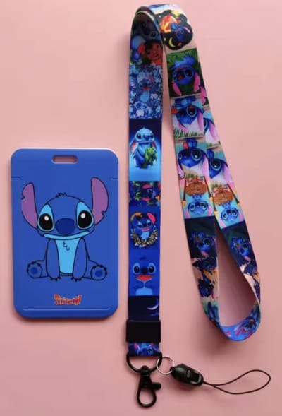 Badgehouder - Kaart houder school of werk - Stitch - Verticaal incl bijpassend keycord - blauw - keykoord - Cardholder - Lilo en Stitch - Disney - Little Stitch