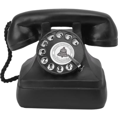 Grand modèle de téléphone décoratif rétro en résine, décoration de téléphone rotatif vintage, statue décorative pour café gray