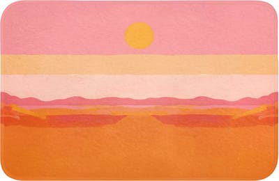 WC mat 60x40 cm - Antislip - Zon - Abstract - Landschap - Oranje - Toiletmat - Vloermat - Douchemat - Toilet tapijt - Toiletmatten