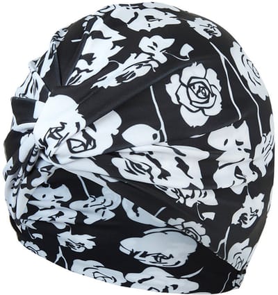 VHV - Badmuts - Zwemcap dames - Douchemuts - Zwemturban dames - Badmuts lang haar - Plissé zwemcap - Voor zwembad spa strand - Voor dames meisjes - Zwarte rozendruppels