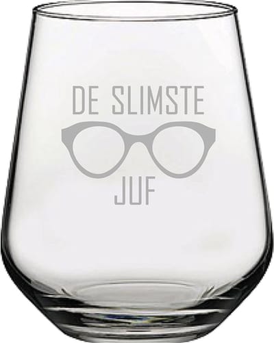 Gegraveerde Drinkglas 42,5cl De slimste Juf