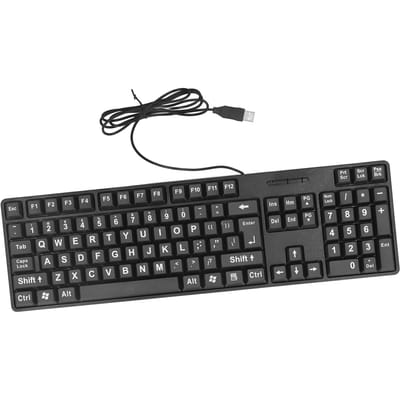 Bedraad Toetsenbord met Grote Letter voor Ouderen 104 Toetsen Grote Tekens Plug and Play USB-Toetsenbord ABS