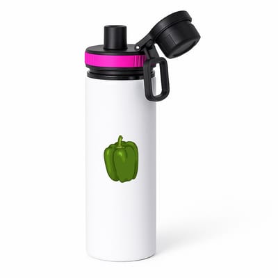 Hacebo® - Groene paprika waterfles met draaidop roze - Groente - Groente liefhebbers - Paprika - vruchtgroente - puntpaprika - water fles - 850ML