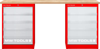 Modulaire werkbank Rubberwood met 2 ladekasten 5L 2000 mm MW Tools MODL55R