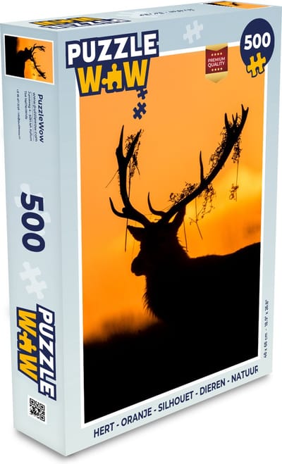 Puzzel Hert - Oranje - Silhouet - Dieren - Natuur - Legpuzzel - Puzzel 500 stukjes