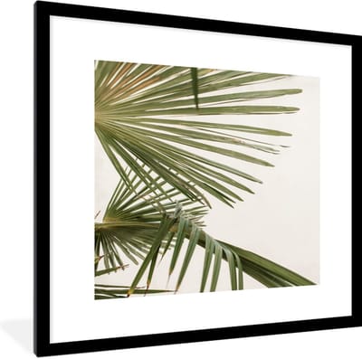 Fotolijst incl. Poster - Palmbladeren - Groen - Natuur - 40x40 cm - Posterlijst