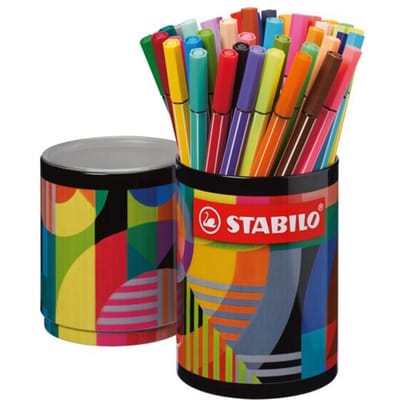 STABILO Pen 68 - Premium Viltstift - ARTY - Ronde Metalen Etui - Met 45 Verschillende Kleuren