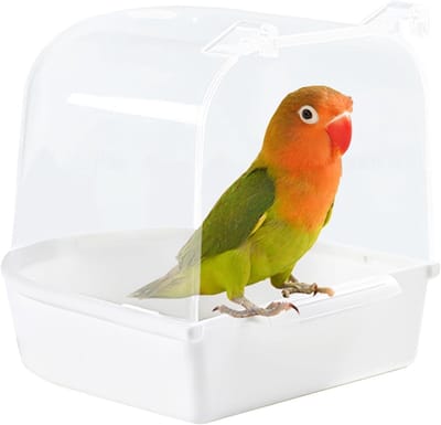 Bird Bath - 13.7 x 13.5 x 14 cm - Accessory for Birds - Parrots - Cats - Finches - White Mushrooms