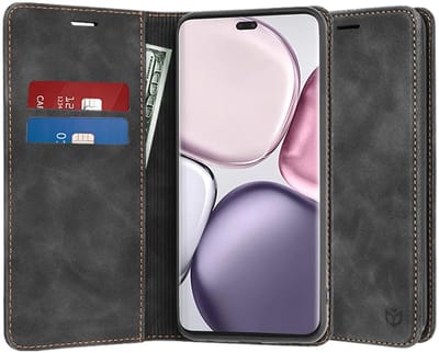 Hoesje geschikt voor HONOR Magic7 Lite/X9c - Techsuit Confy Book Wallet Case - Zwart