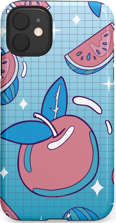Casetastic Hoesje Geschikt voor Apple iPhone 11 - Stijlvolle Beschermende Duo-layer Case - Fruitige appel ruitjes
