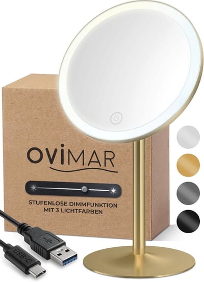 Oplaambare Make-up Spiegel met Verlichting en 5x Vergroting