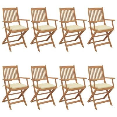 vidaXL - Inklapbare - stoelen - 8 - st - met - kussens - massief - acaciahout