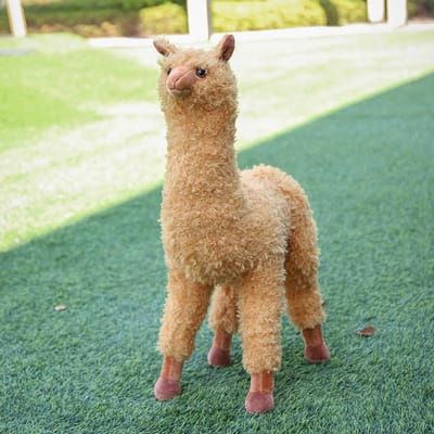 38-80CM Simulatie Alpaca Pluche Pop Schattige Staande Australische Alpacasso Knuffel Zachte Lama Speelgoed Verjaardagscadeau 38cm bruin