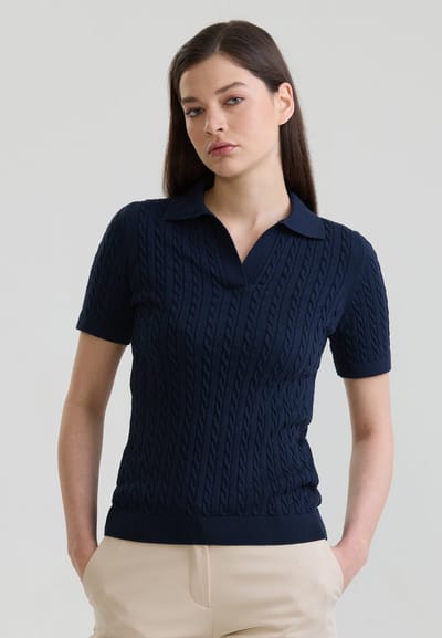 Felix Hardy Polo Shirt Korte Mouwen 100% Katoen Dames Navy - L