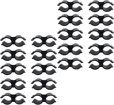 20 Stuks Dubbele Clips voor Pijpklemmen - PVC Plank Paal Connector - Ketting Link Hek Paneel Klemmen - Zwart Bevestigingsaccessoires