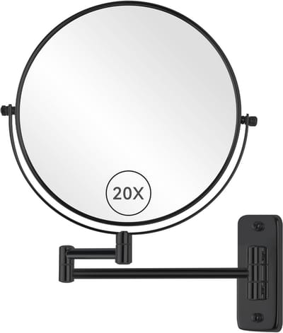 Dubbelzijdige 20x Vergrotende Make-upspiegel met Wandmontage en 360° Draaibaar