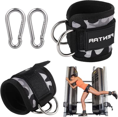 Verstelbare Enkelbanden voor Kabelmachine, Comfortabele Training, D-Ringen en Klittenband, Ideaal voor Krachttraining en Fitness