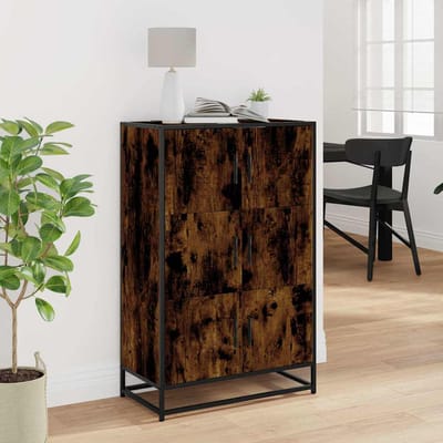vidaXL - Hoge - kast - 68x35x106,5 - cm - bewerkt - hout - en - metaal - gerookt - eiken