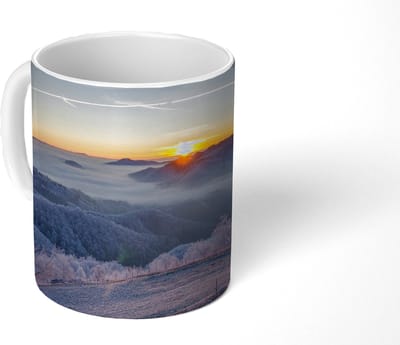 Mok - Koffiemok - Winter - Bergen - Zon - Avond - Mokken - 350 ML - Beker - Koffiemokken - Theemok