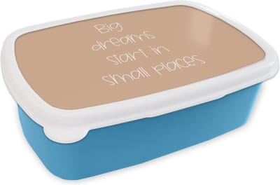 Broodtrommel Blauw - Lunchbox - Brooddoos - Spreuken - Quotes - Big dreams start in small places - Droom - 18x12x6 cm - Kinderen - Jongen