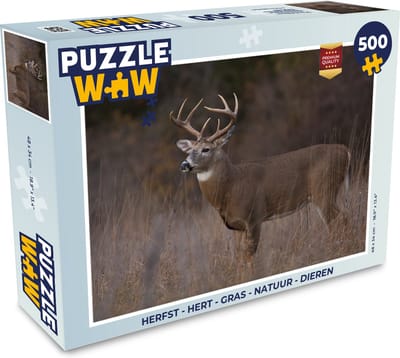 Puzzel Herfst - Hert - Gras - Natuur - Dieren - Legpuzzel - Puzzel 500 stukjes
