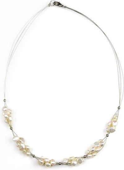 Zoetwater parel ketting Winny - echte parels - wit - sterling zilver (925) - sieraden zakje - parelketting dames