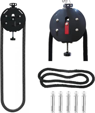 Touwtrainer - Fitness apparaat - Kracht training - Verstelbare weerstand - 4 meter touw - Zwart
