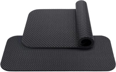 Hometrainermat - Fitnessmat - Beschermt vloer - Dubbelzijdig antislip - 63.5 x 30 cm - Zwart