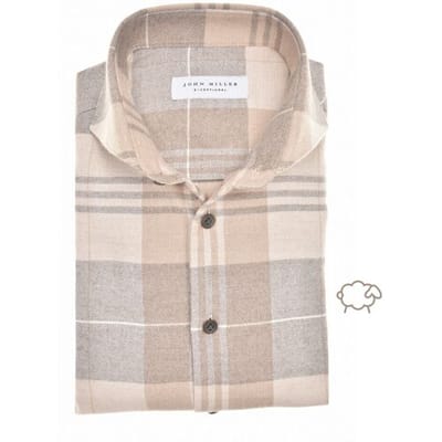 John Miller Overhemd Multi Check Cutaway Cotton Wool Blend Licht Bruin / male
