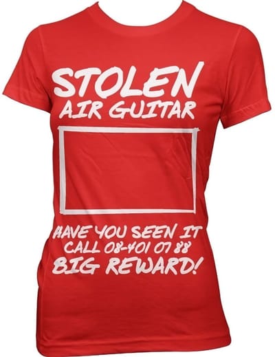 Hybris Stolen Air Guitar! Girly T-shirt voor dames, rood