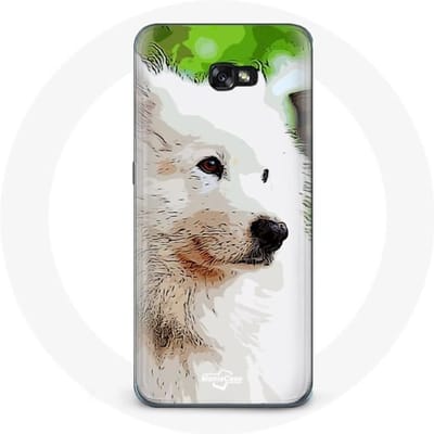 Coque - Samsung - Galaxy A8 2016 - Chien Samoyède - Souple - Blanc blanc