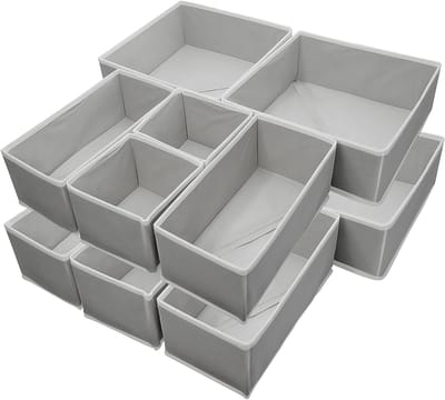 Opvouwbare Ladeverdeler Set, Opbergsysteem voor Kleding en Accessoires (12 psc grey)