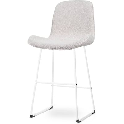Nolon Nino-Fé Barkruk Bouclé Beige - Wit Onderstel - 75 cm - Stof - Barkruk met Rugleuning