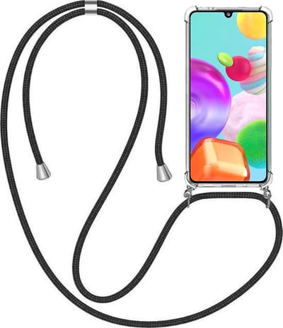 Telefoonhoesje Geschikt voor Samsung Galaxy A41 met Koord en Stootrand - TPU Backcover Shockproof met Lanyard - Smartphonica geschikt voor Samsung Galaxy A41