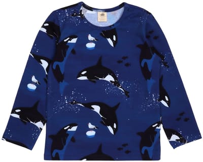 Walkiddy® Kinder Shirt – Jongens & Meisjes – Playful Orcas serie – Maat 98 – GOTS-gecertificeerd Biologisch Katoen