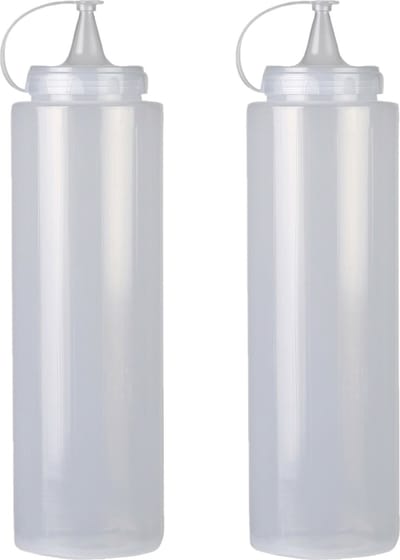 Urban Living Doseerfles/sausfles - 2x - kunststof - met schenktuit - 400 ml - 16 cm