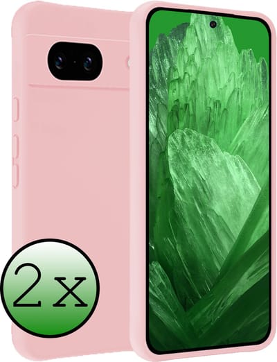 Hoesje 2 Stuks - Geschikt voor Google Pixel 8a - Sterk & Shockproof - Case Siliconen - Back Cover - Telefoon Hoes - Lichtroze