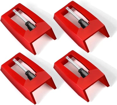 Platenspeler Naalden - Naaldvervanging Draaitafel - Vinyl Luisteren - Uitzonderlijke Geluidskwaliteit - 4 stuks - Rood