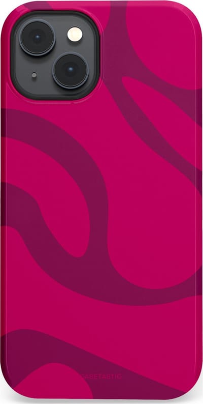 Casetastic hoesje geschikt voor Apple iPhone 14 Plus - MagSafe - Dubbellaagse bescherming - Violet Paarse Golven - Fashion Case - Roze
