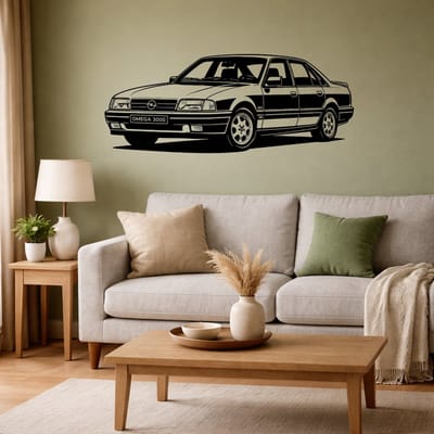BR2Laser Opel Omega 3000 – Wanddecoratie – Lasergesneden Hout – Autokunst – 55 cm Breed