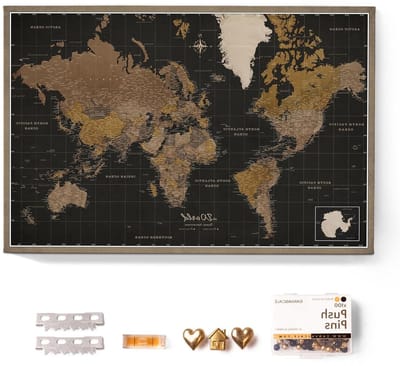 Canvas Wereldkaart Prikbord - Wandkaart Kurk - Decoratie en Planning - Met Kurk Inclusief - 150 x 100 cm - Meerkleurig