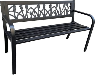 Moderne Tuinbank met Stalen Poten - Weerbestendig, Ruimte voor Meerdere Personen, Comfortabel Design, Breedte 124 cm